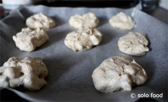 meringue Italian biscuits with spices and dried fruits -  just out of the oven