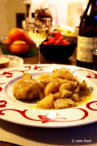 Young lemony cockerel with mustard sauce in the oven