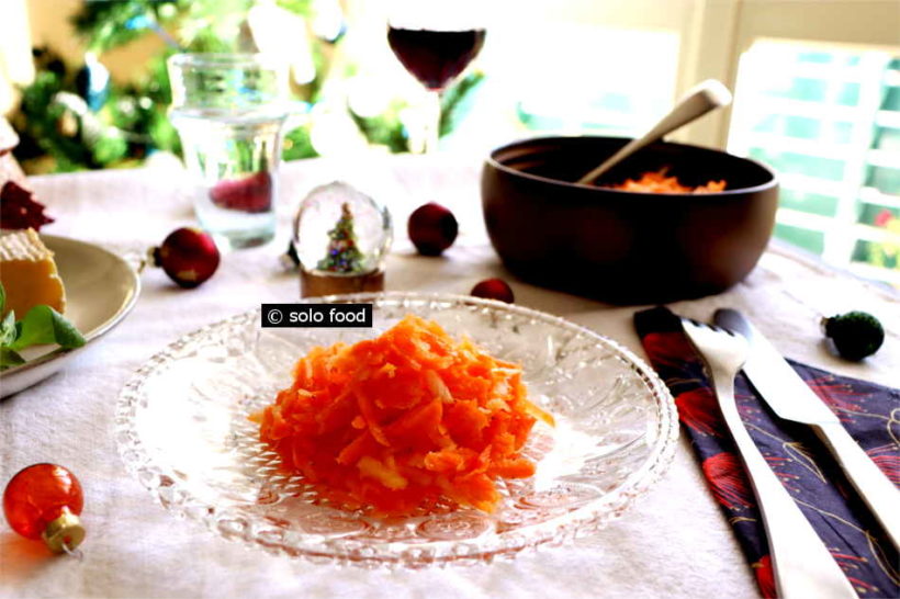 Black radish and carrot salad with coriander seeds and orange blossom