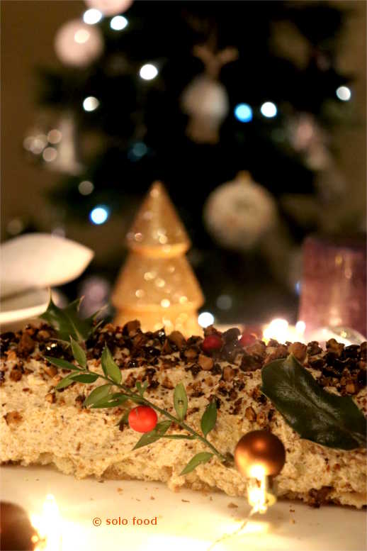 Christmas Bûche with a strong twist of hazelnut praline!