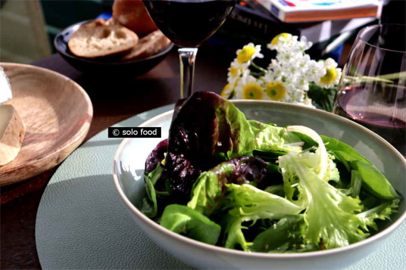 salade verte à l'ail semoule et au vinaigre de Xérès