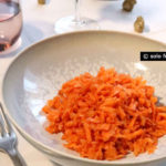 Carrot salad with white wine balsamic vinegar, coconut syrup and cinnamon