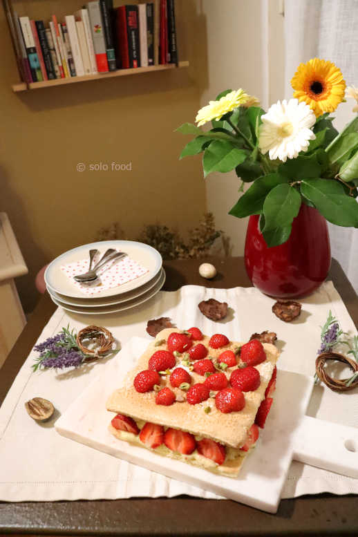 fraisier au biscuit cuillère et à la pâte de pistache de Christophe Felder