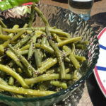 Steamed french beans with dried garlic flakes and fig balsamic vinegar - solo food