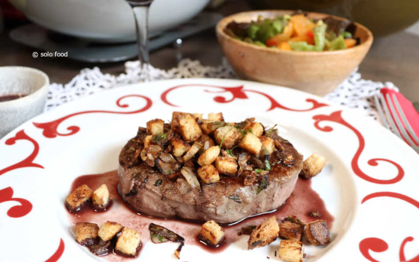 tournedos à la sauce vigneronne et croûtons