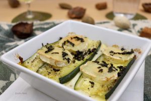 Lasagna with summer squash and goat cheese