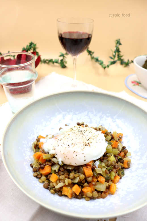 salade de lentilles carottes, oignon, céleri